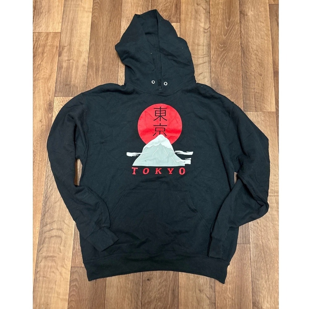 Artist Union Tokyo Mount Fuji Graphic Hoodie Mens  Black Pullover Size Medium